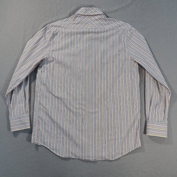 Cinch Shirt Mens Medium Blue Pink Stripe Pearl Snap Western Cowboy Rancher Rodeo - Picture 2 of 9